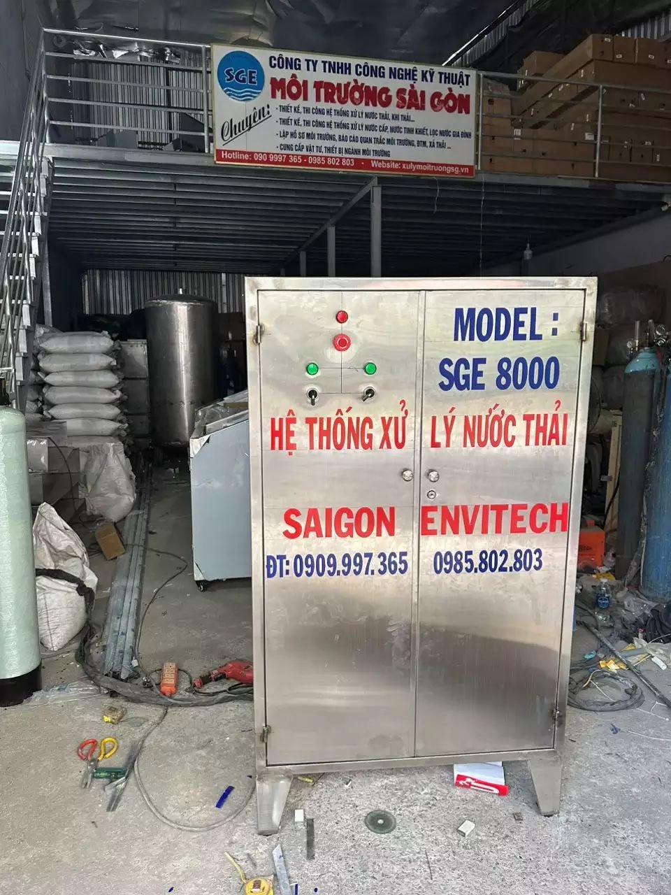 Máy xử lý nước thải cho phòng khám sản xuất tại xưởng của Công ty SGE